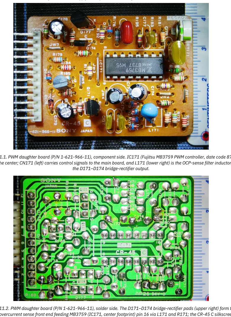 Sample page showing PWM daughter board photographs and figure captions.